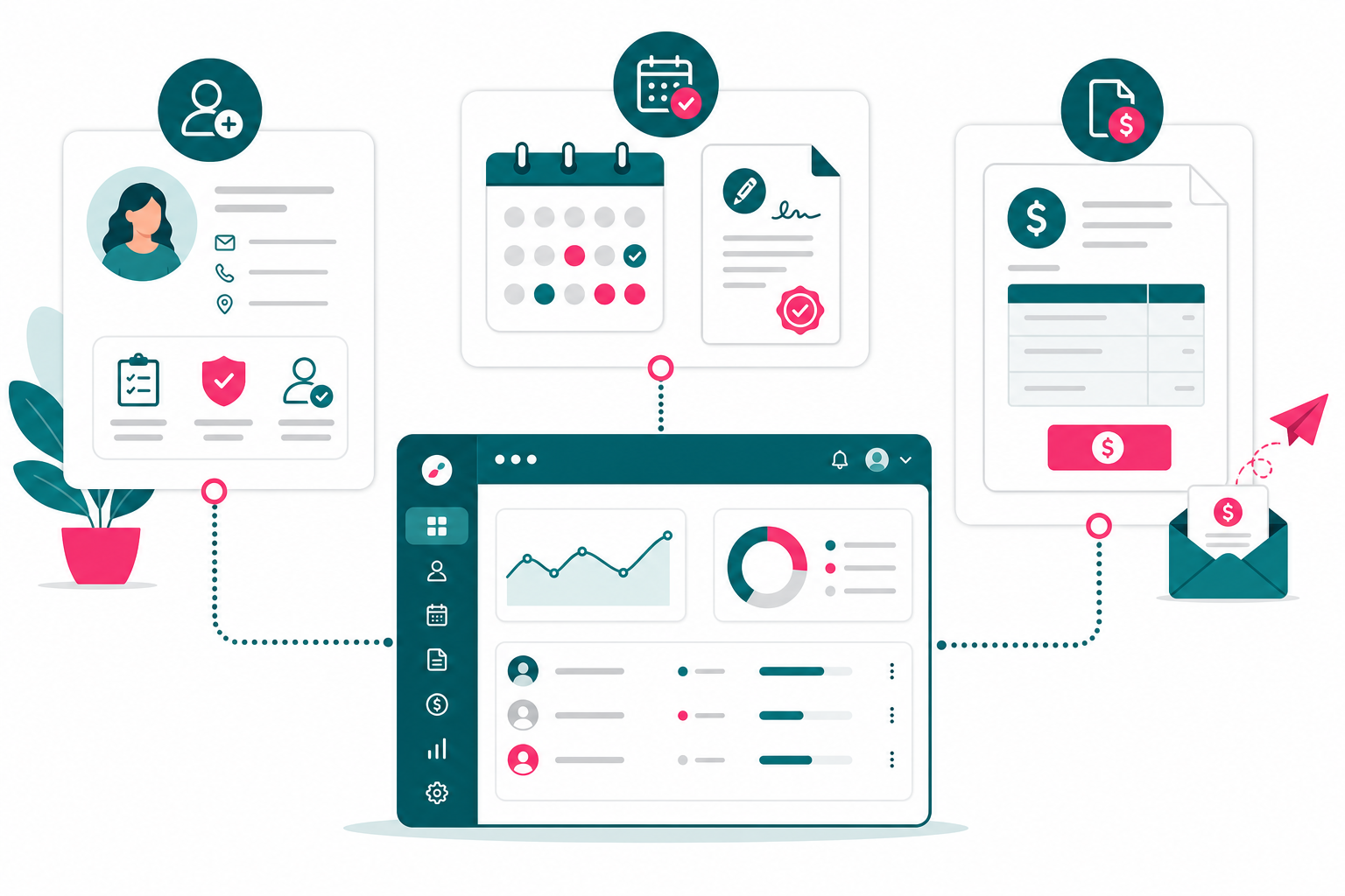 Unified service provider workflow from client onboarding to contract billing